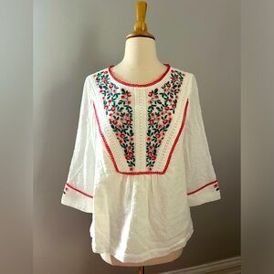 NWOT Boden size 6 embroidered peasant blouse